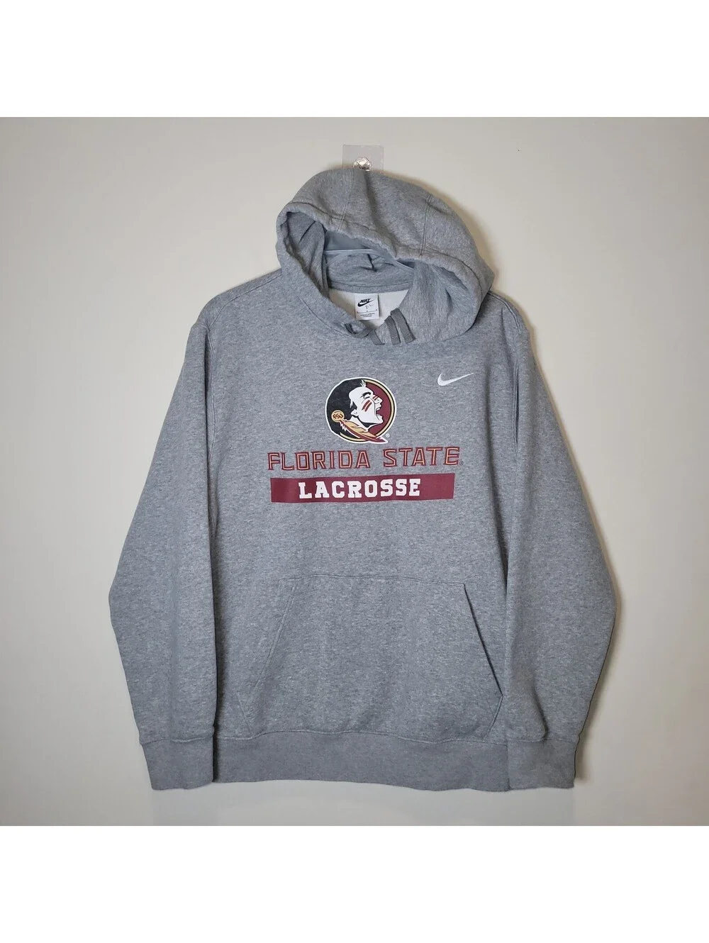 Nike Florida State FSU Seminoles Lacrosse Hoodie Sweatshirt Men's Gray Size L